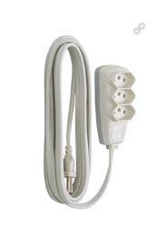 EXTENS�O SORT 2P+T PP 3X0,75MM� 3M  - COR BRANCA C/ BASE CINZA  