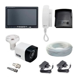 Kit Porteiro Eletr�nico Interfone Com C�mera Infravermelho e Monitor Tela LCD 7"