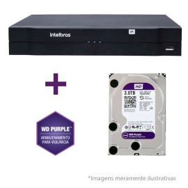 NVR, HVR Stand Alone Intelbras NVD 1208 8 Canais, para Camera IP, OnVif + HD WD Purple 3TB