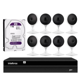 Kit 8 C�meras com Intelig�ncia Artificial Full HD iM3 Intelbras Branca + 1 NVD 1308 6MP 8 Canais + 1 HD Interno WD Purple 1TB Surveillance SATA III