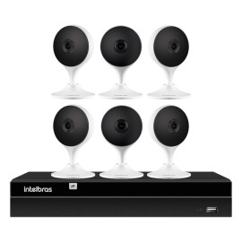 Kit 6 C�meras com Intelig�ncia Artificial Full HD iM3 Intelbras Branca + 1 NVR 08 Canais 6MP NVD 1308 Intelbras